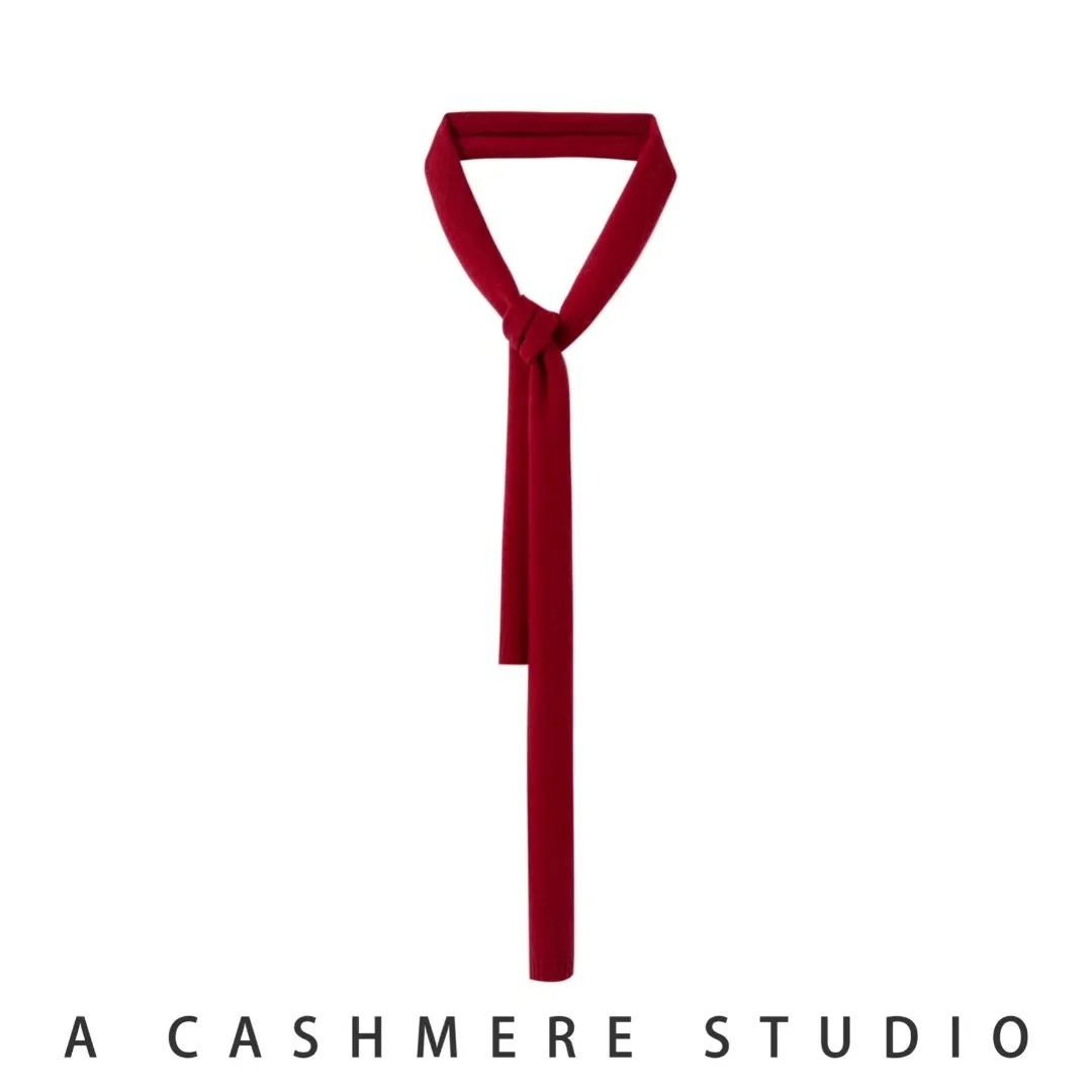 幸運の年長尺スカーフ-スタイリッシュなニットカシミア-薄くて暖かいネックウォーマー-キャンディーカラー-多用途-カレッジスタイル-イケメン蝶ネクタイ