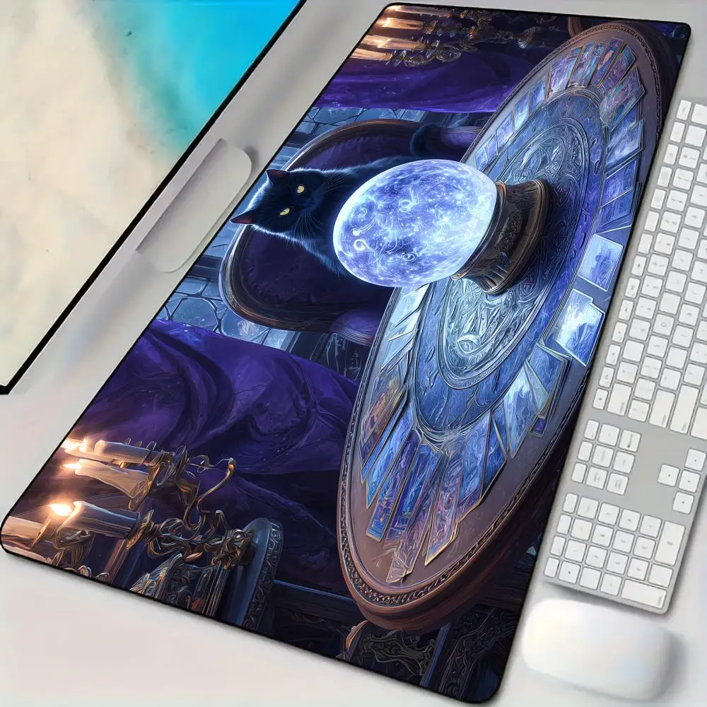 Magic Fortune Telling Cat Mouse Pad Desk Mat with Stitched Edge XXL Mousepads Rubber Anti-slip Gamer Keyboard Rug Gaming Mats