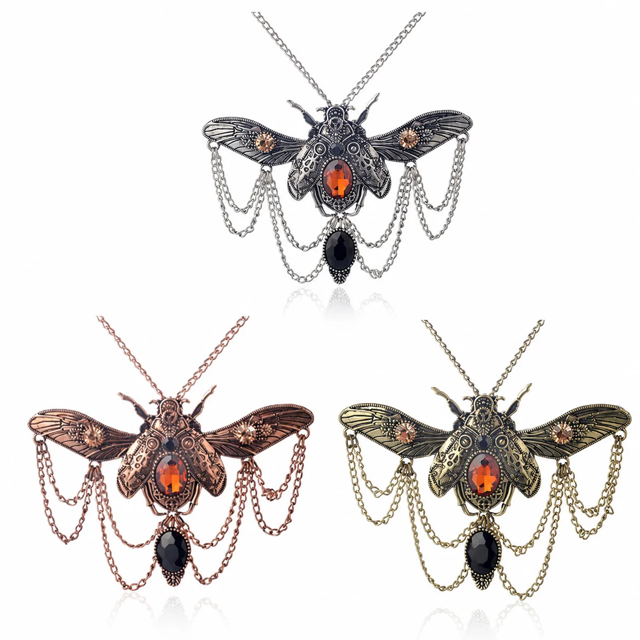 Steampunk Large Beetle Pendant Necklace, Vintage Victorian Retro Insect Jewelry, Gothic Statement Necklace for Women Men, Gift