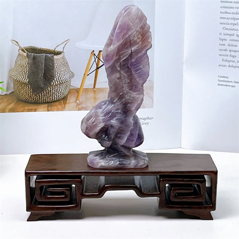 Natural Dream Amethyst Angel Girl Carving Halloween Decoration Aesthetic Feng Shui Healing Crystal Witch Reiki Gift 1PCS