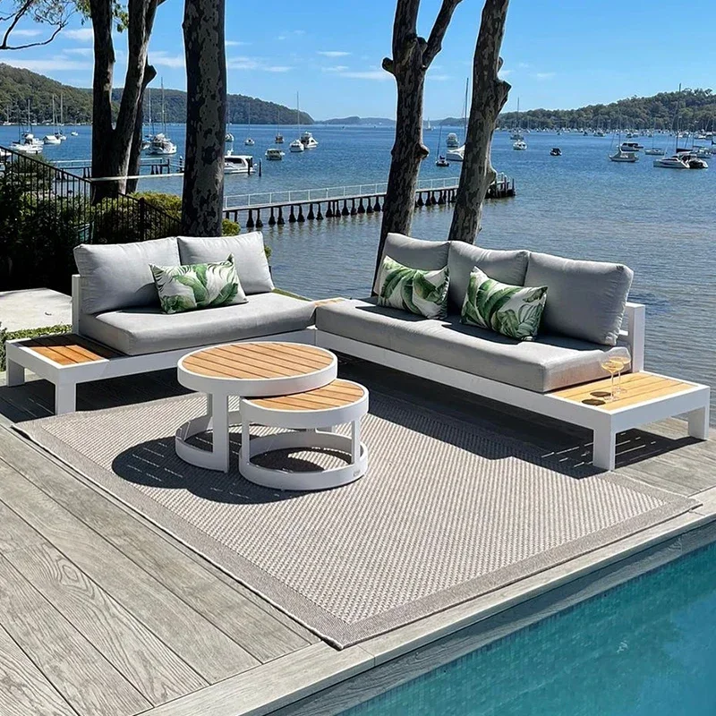 

For Outdoor Leisure Sofa Courtyard Villa Model Room Balcony Outdoor Aluminum Alloy Coffee Table Combination Furniture