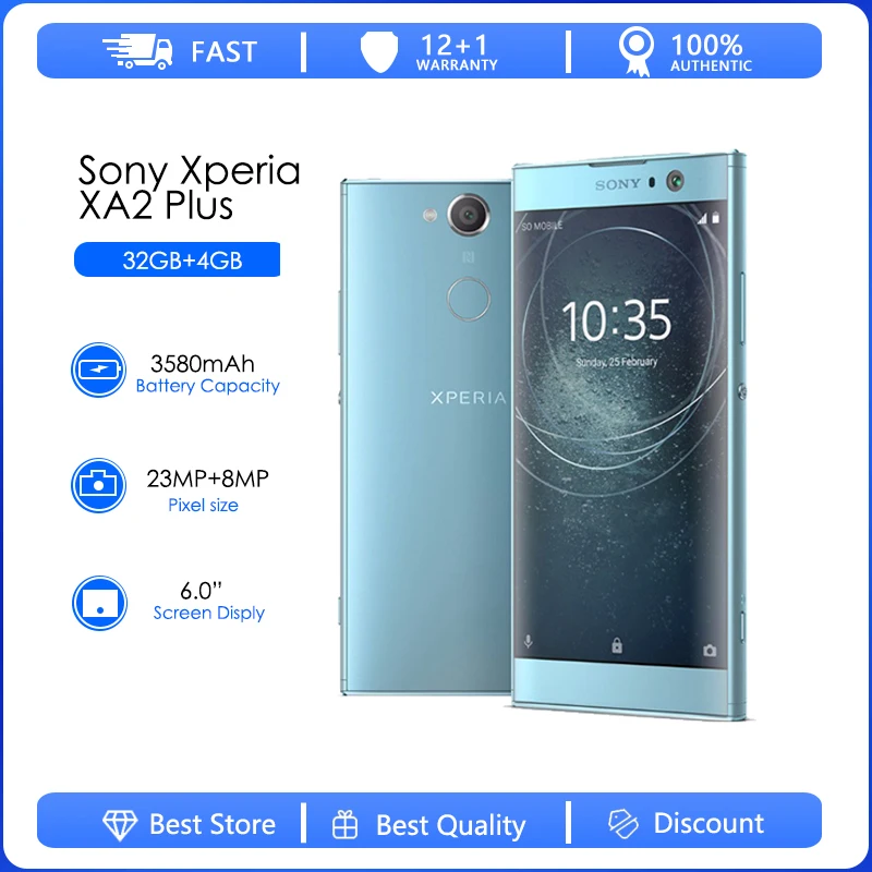 Sony Xperia XA2 Plus Dual SIM H4413 H4493 Refurbished-Original Unlocked 6.0