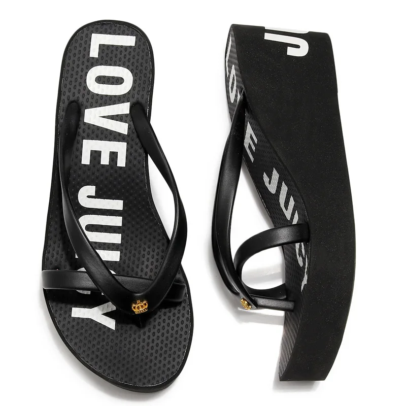 33-43 Size Juicy Lovers Brand Women Slippers White Black Flat Beach Slipper Sandals Outdoor Sportswear Summer Flip Flops