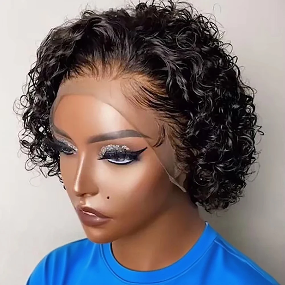

Pixie Cut Wigs 100% Human Hair Curly Wigs Short Bob Wigs 13x4 Lace Frontal Wig for Women Deep Wave HD Transparent Lace Wig