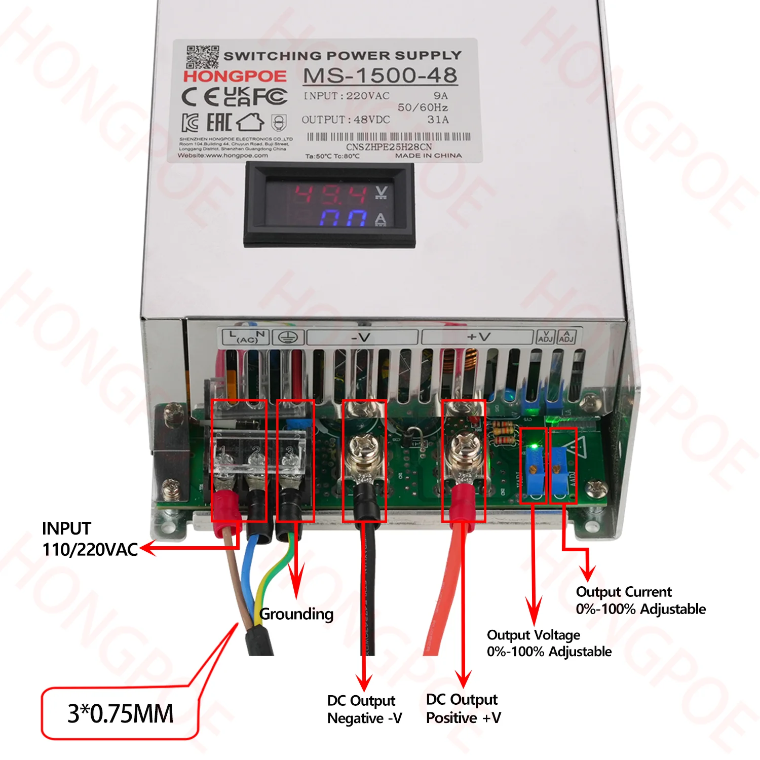 power supply 1500W Adjustable 12-200V DC Digital Display SMPS 110/220V AC to DC Industrial transformers for LED Lights Motors TV