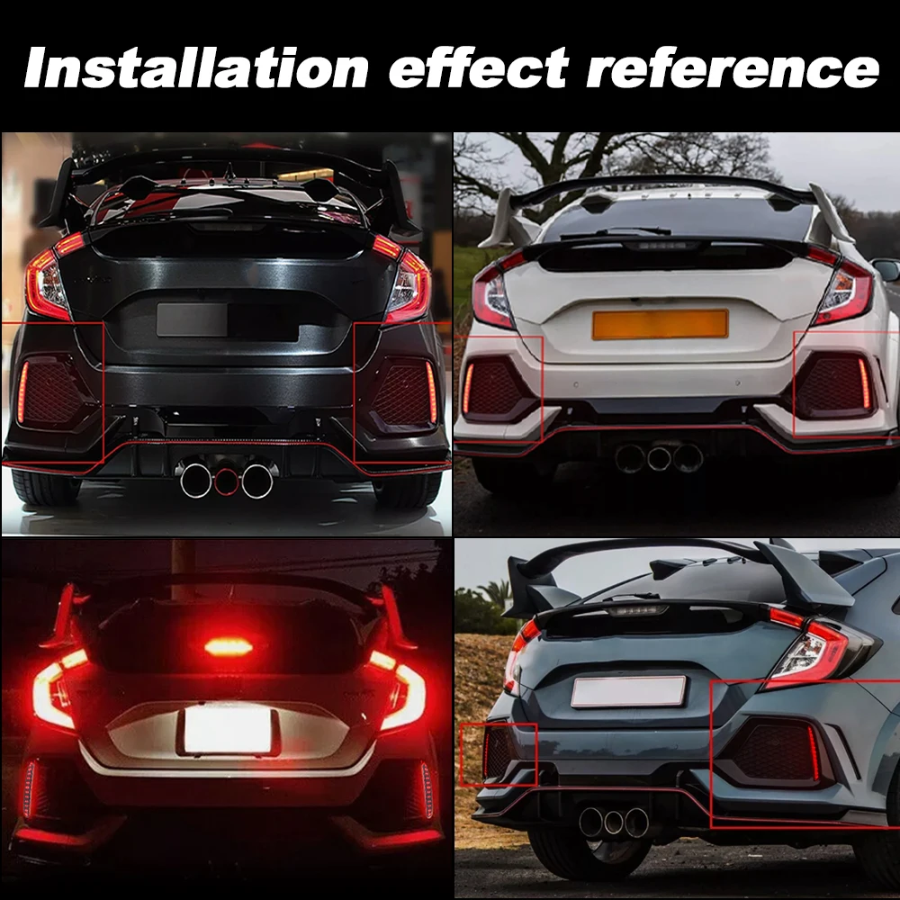 

2PCS For Honda Civic Hatchback 4D Sedan 2017 2018-up LED Rear Bumper Light Fog Lamp Bulb Brake Reflector Light Car accessories