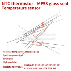 20Pcs Glass sealed thermistor NTC MF58 3950 B 5% 1K 2K 2.2K 3K 5K 10K 20K 40K 47K 50K 100K 200K 500K 1M Ohm Temperature sensor