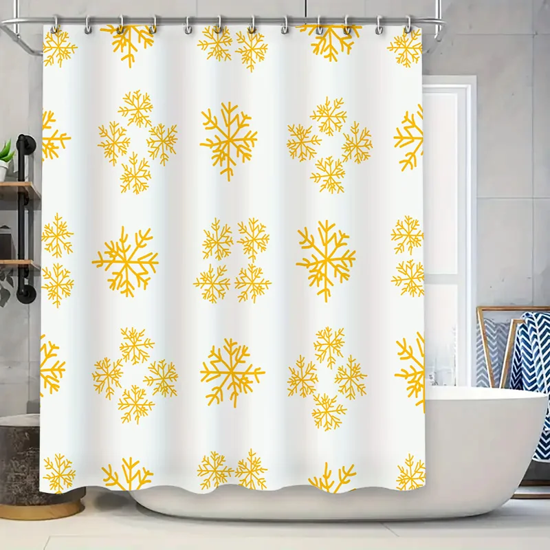 

Snowflake Shower Curtain White Bath Rug Set Soft Plush Bathroom Rugs Non-Slip Bath Mats for Kids Bedroom Decor Matching Mat in Y