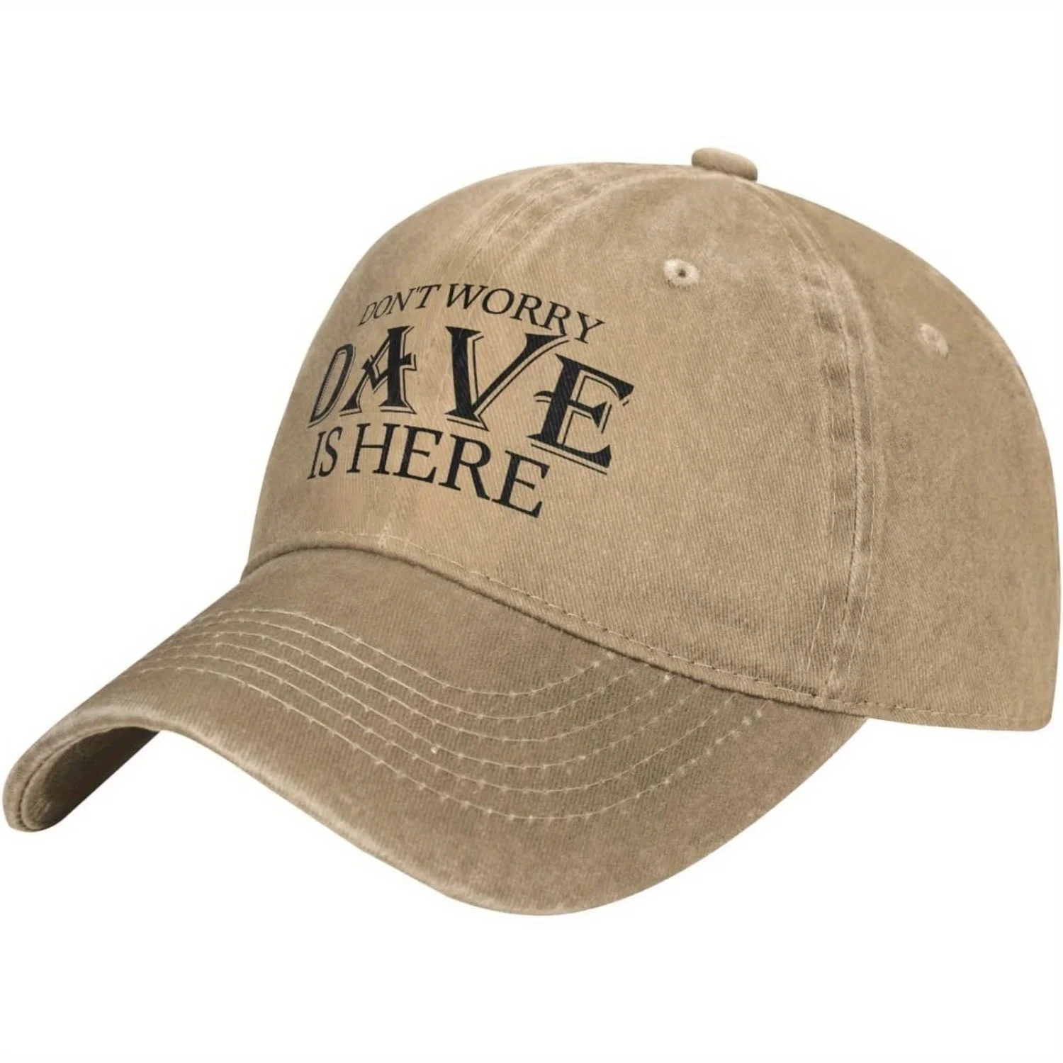 روح الدعابة "لا تقلق، ديف هنا" قبعة أبي قبعة رجالية قابلة للتعديل، خفيفة الوزن من البوليستر، قابلة للغسل في الغسالة، مع تصميم كرتوني،