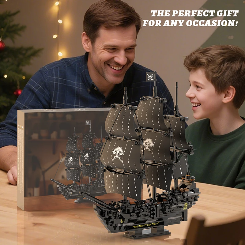 774 pçs pérola escuro navio pirata moc blocos brinquedos de construção crianças adulto presentes natal diy tijolos barco conjuntos casa ornamento