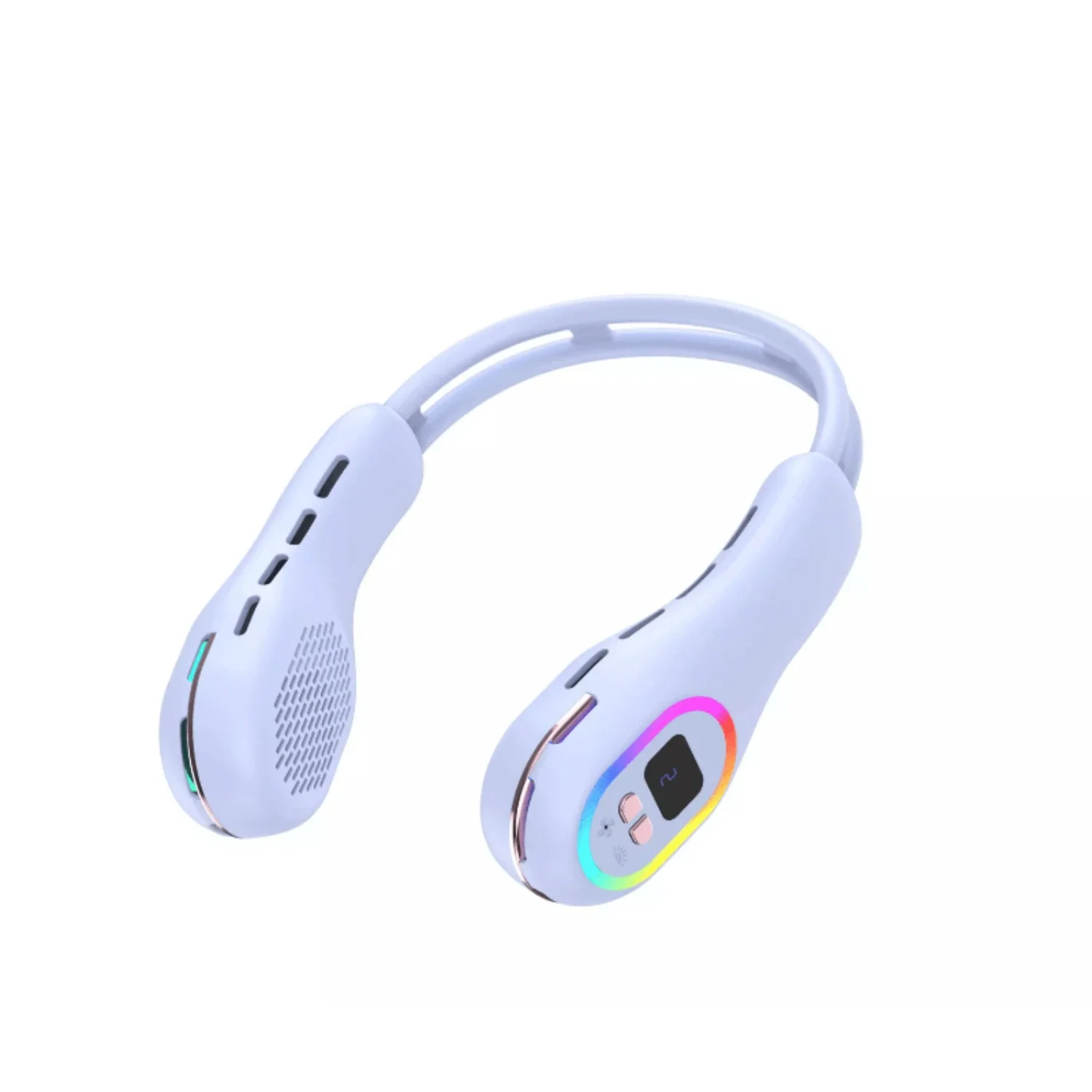 

1 шт. окружающий свет с подвесным шейным вентилятором, мини-USB перезаряжаемый бесшумный безлопастной вентилятор с сильным ветром, многопозиционная регулировка