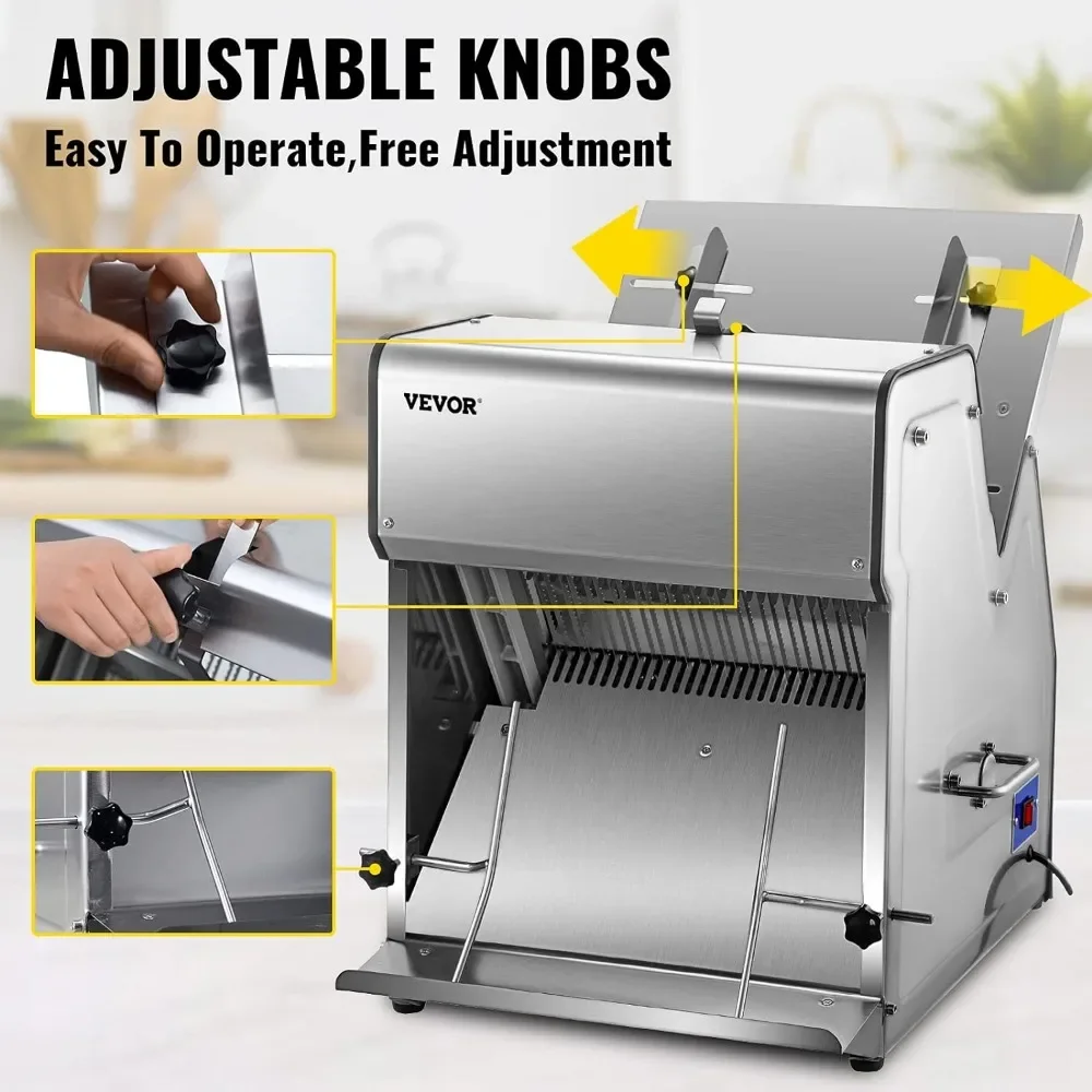 Commercial Toast Bread Slicer, 12mm Thickness Electric Bread Cutting Machine, 31PCS Commercial Bakery Bread Slicer