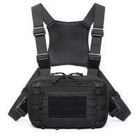 Tactical Chest Pack MOLLE Webbing System Adjustable Straps Zipper Closure Breathable Black Outdoor Hiking Camping Tactical Gear
