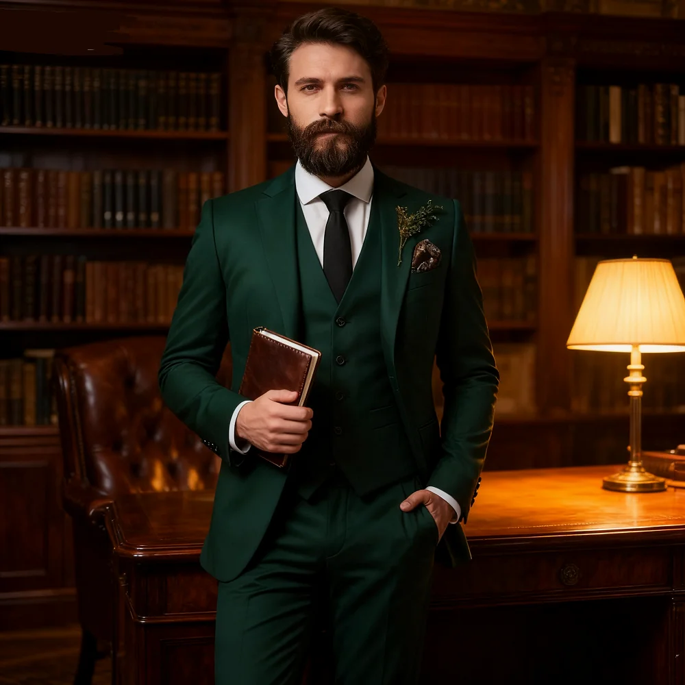 

Classic Slim Fit Wedding Tuxedos 3 Piece Set for Groomsmen And Male Bridegroom Formal Business Suit with Jacket Vest Pants
