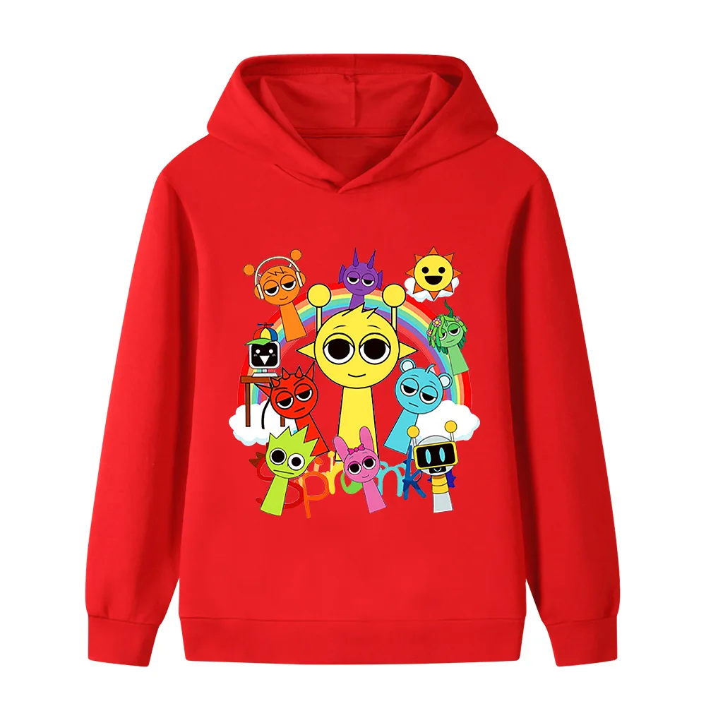 جديد أطفال Sprunki لطيف متعة طباعة مقنعين البلوز الخريف والشتاء في الهواء الطلق عادية مريحة بنين بنات كم طويل #4