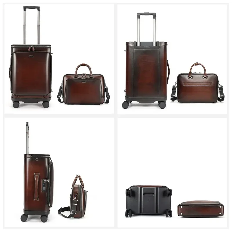 Leather suitcase briefcase men's integration large capacity high sense