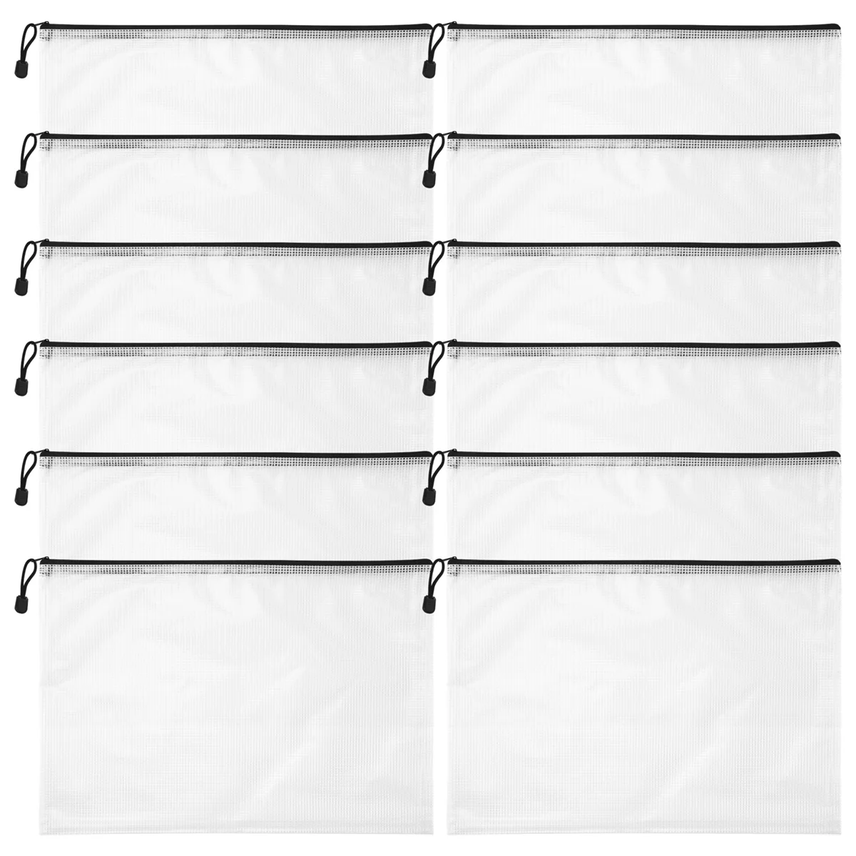 12 قطعة مجلد A3، حقيبة معلومات بسحاب، محفظة بلاستيكية، حقيبة ملفات شبكية، حقيبة بسحاب، محفظة بسحاب-ROWI