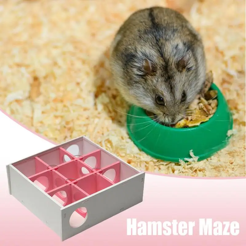 Hamster Maze 9 Chamber Wooden Maze Tunnel Hamster Play Toys Spacious Multi-Room Hideouts Hamster Tunnel Toys For Small Breeds &