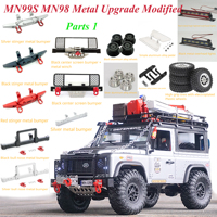 MN MN99S MN98 RC Metal Upgrade Parts Bumper Wheel Hub Tire Winch Car Top Light Pedal Coupling