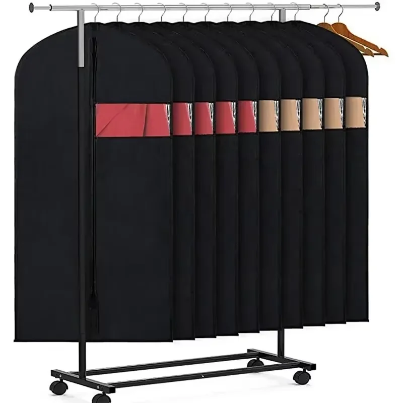 Solid Color Household Non-Woven Clothes Dust-proof Cover Wardrobe Clothing Organizing Storage Bag Men\'s Suit Protective Cover