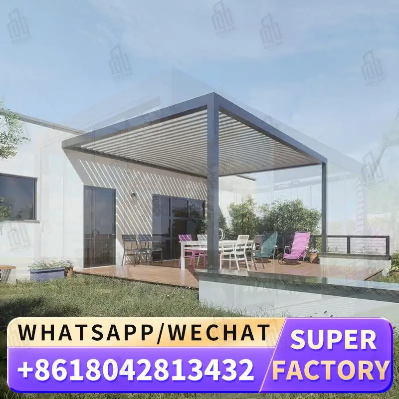 

Customized Patio Motorized Louvre Roof Bioclimatic Waterproof Sun Shade Aluminum Pergola for USA Backyard Garden Balcony Louver