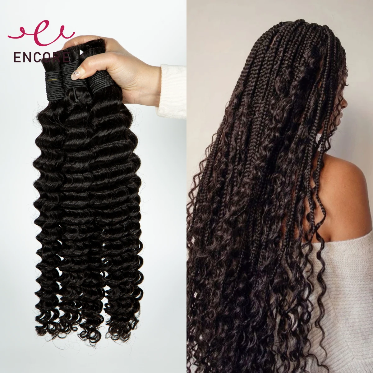 

100% Human Hair Bulk 1 2 3 Bundles 28 Inch Hair Bulk for Boho Braideds Extensions Natural Deep Wave Curly Hair Bulk for Braiding