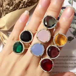 Luxury Design Multicolor Candy Ring For Women Natural Crystal Triangle Ring Micro Cubic Zirconia Stones Fashion Jewelry Gift