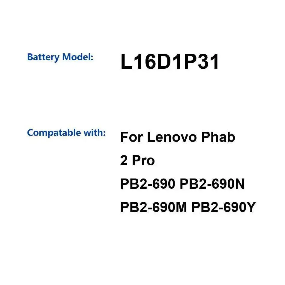 

Tablet Battery L16D1P31 4050Mah For Lenovo Phab 2 Pro PB2-690 PB2-690N PB2-690M PB2-690Y