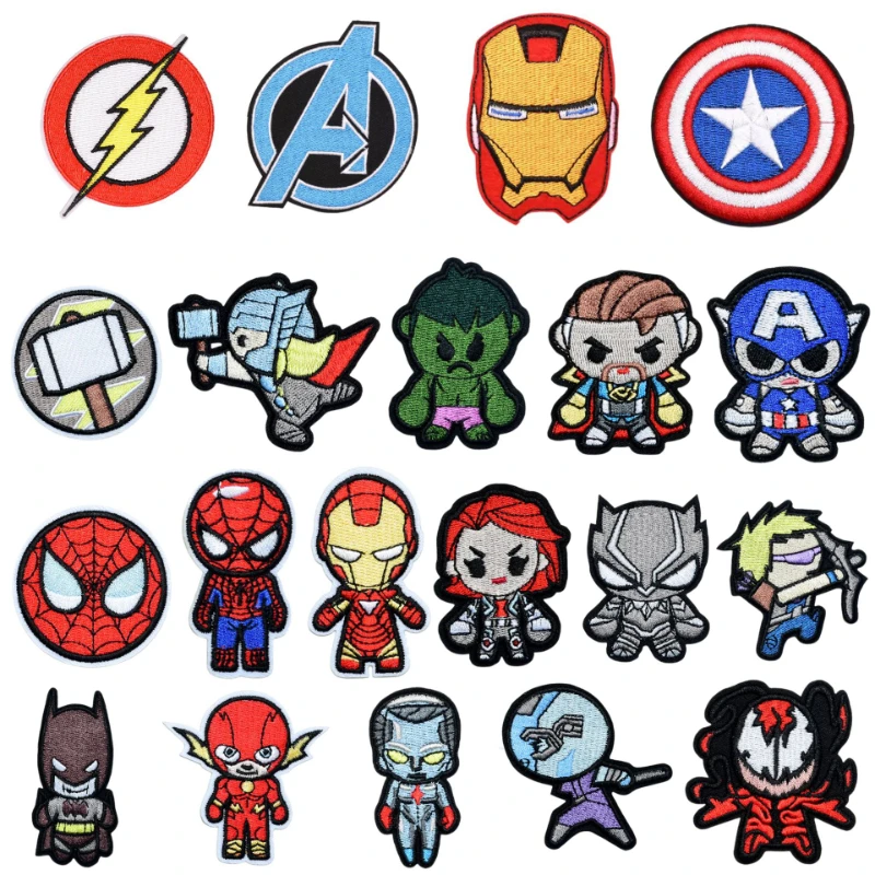 MINISO الشتاء مارفل سبايدرمان المنتقمون خارقة شارة مطرّزة شارات الحديد على التصحيح DIY بها بنفسك الملابس هدايا حفلات Xmsa ﻿