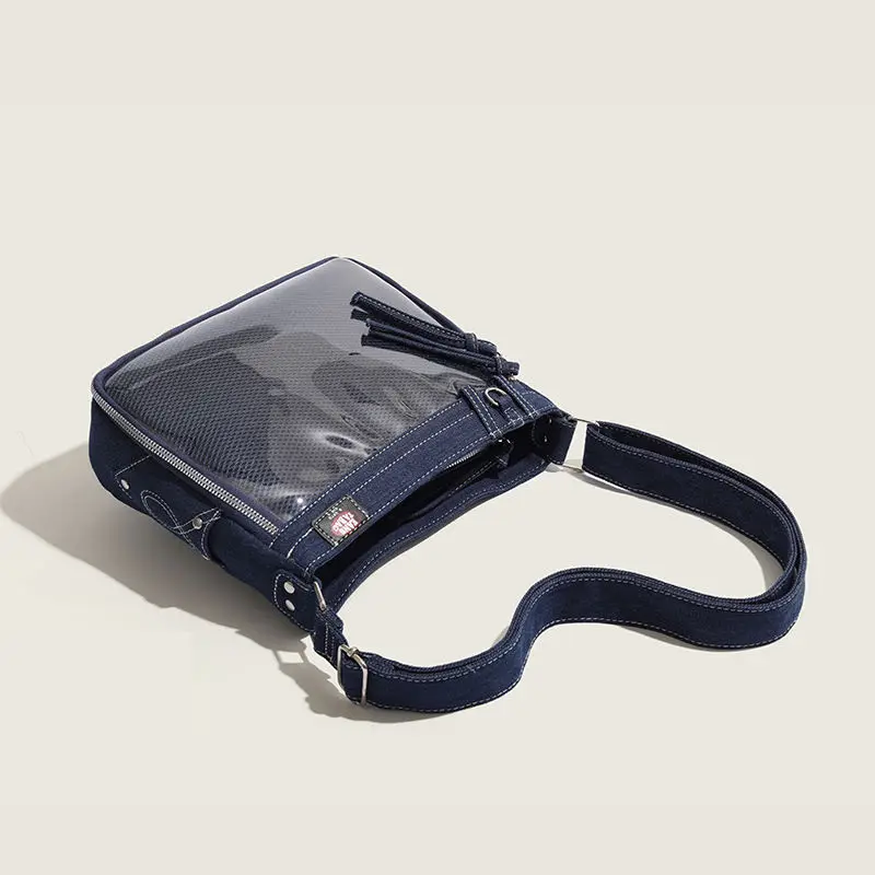 Ita Bag New Japanese Casual Denim Blue Crossbody Bags Women Solid Y2k Transparent Shoulder Bag Popular JK Uniform Bolsos