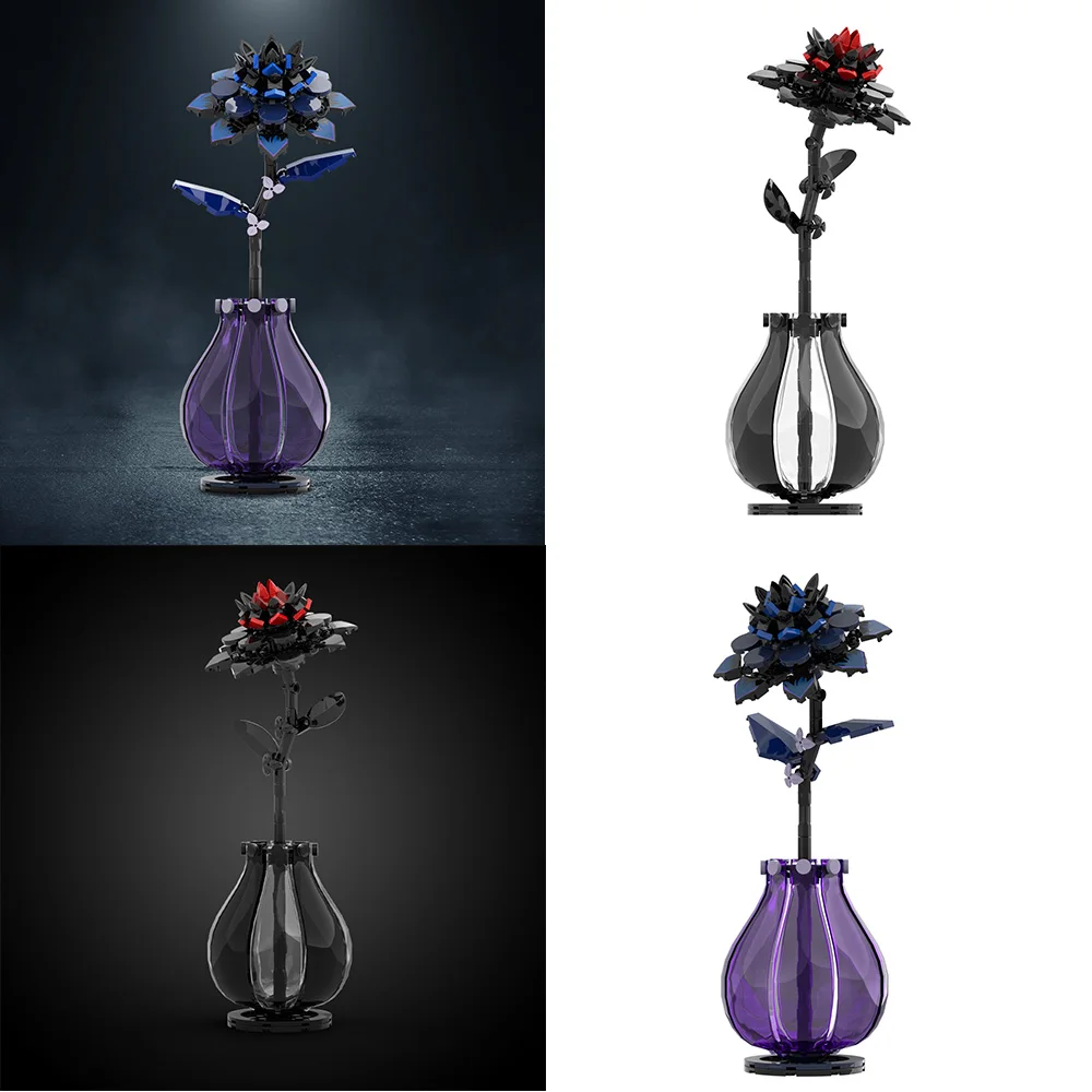 

MOC Жоржина Цветочные Кирпичи Модель Красный Жоржина Тиньчжу Пион Растение Цветок Строительные Блоки Игрушки Романтический День Святого Валентина Подарки Для Пары