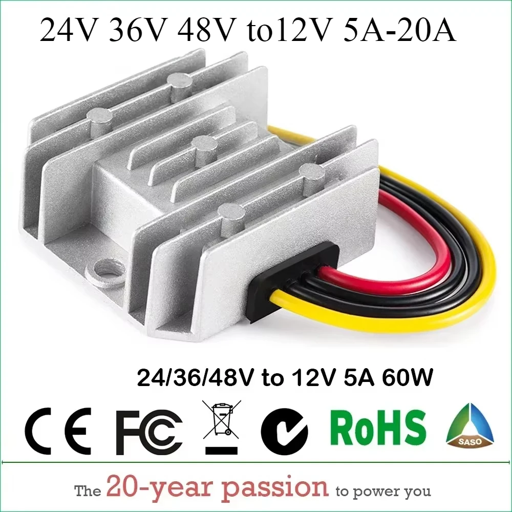 

24V 36V 48V to 12V 5A 10A 20A DC DC Converter Regulator Car Step Down Reducer Power Supply CE RoHS Certificated Waterproof