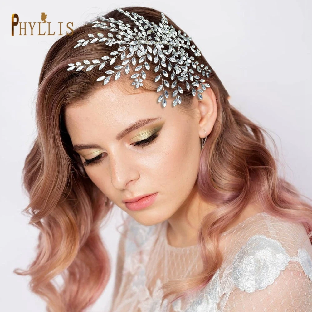 A422 Silver Bridal Headdress Handmade Rhinestones Wedding Hair accessories Crystal Bridesmaids Women Jewelry Bridal Headbands