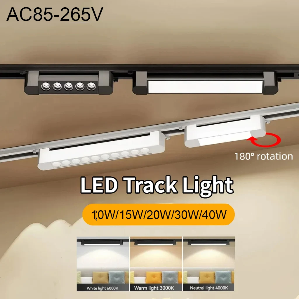 

Led Track Light Ceiling Light 110V 220V Rail Lighting Lights 10W/20W/30W/40W Spotes to Ceiling Lighting for Home Kitchen Bedroom