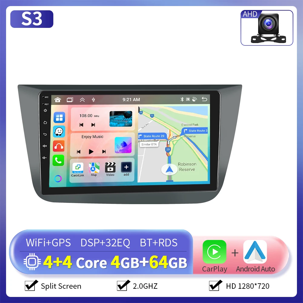 Camecho 6 + 128G 8Core Draadloze CarPlay Andorid Auto Radio Voor SEAT ALTEA 2004-2016 (LHD) GPS Stereo 4G WiFi Multimedia Speler