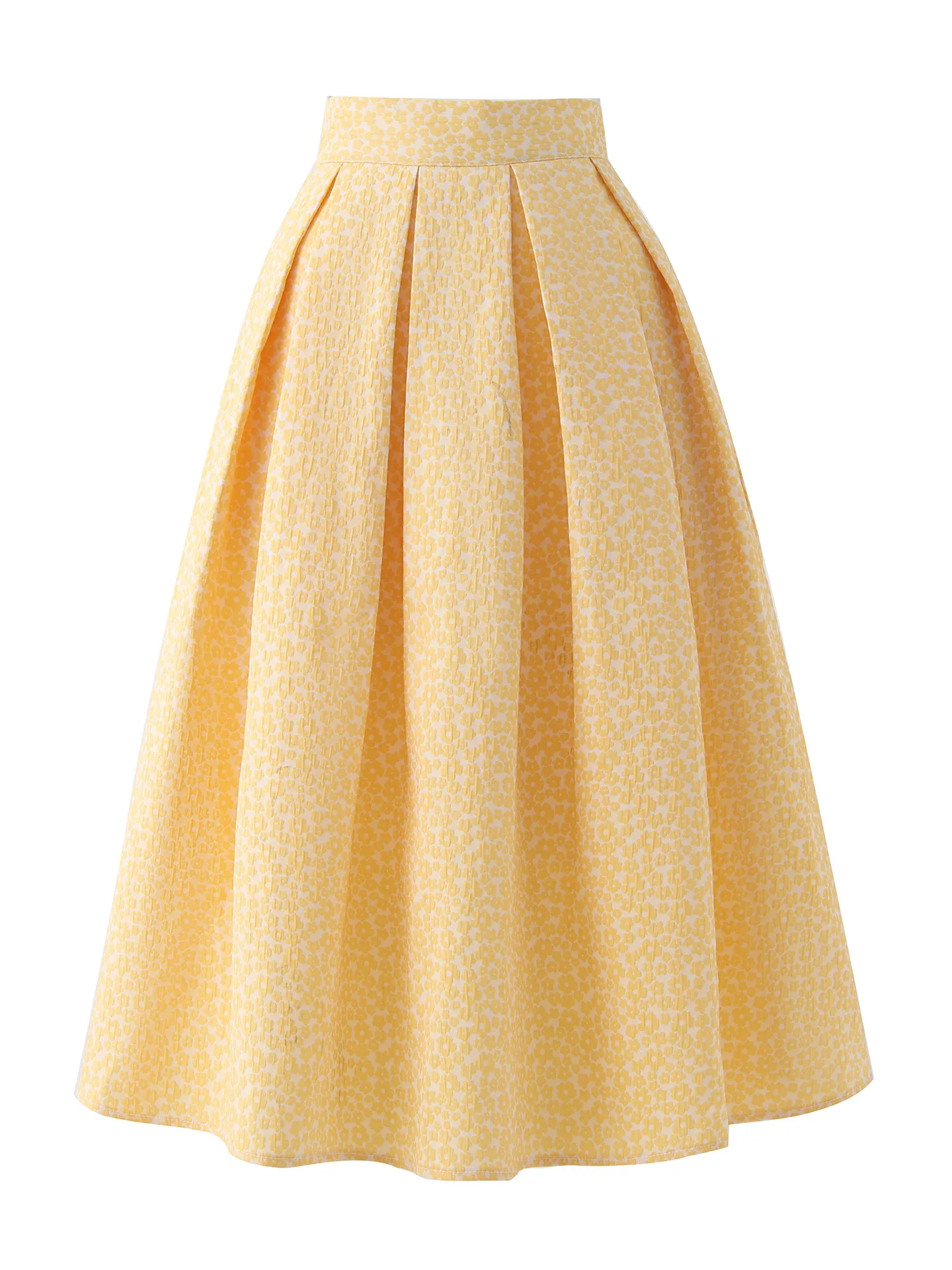 High Quality New Spring Summer Yellow Embroidery Jacquard Floral Skirt Original All-match High Waist Elegant Mid-length Skirts