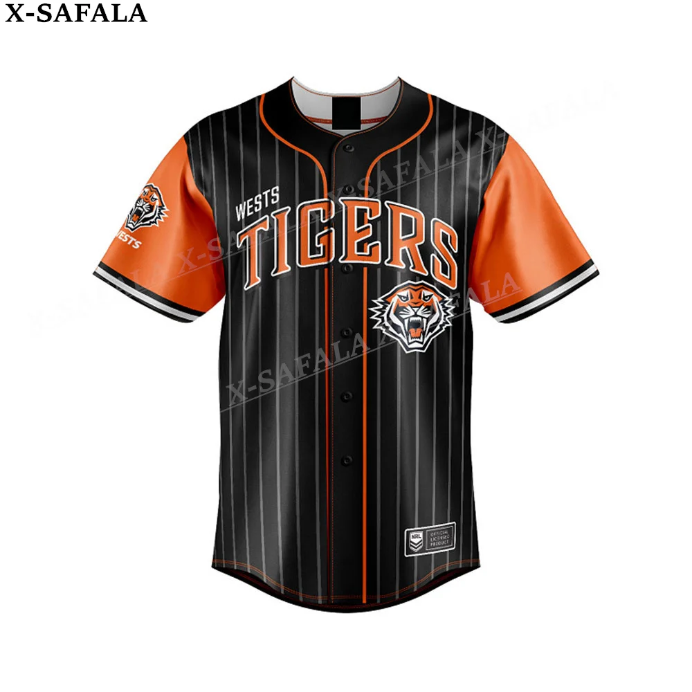 Australian Rugby Tigers Customize Name/Number 3D Printed Baseball Jersey Shirt Men\'s Tops Tee Oversized Streetwear Jersey