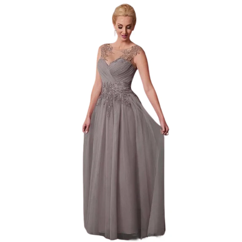 

Gray Beaded Appliques Long Mother Of The Bride Dresses with Jacket Sheer Neck Ideal for Wedding Party Formal Evening Rose Mauve