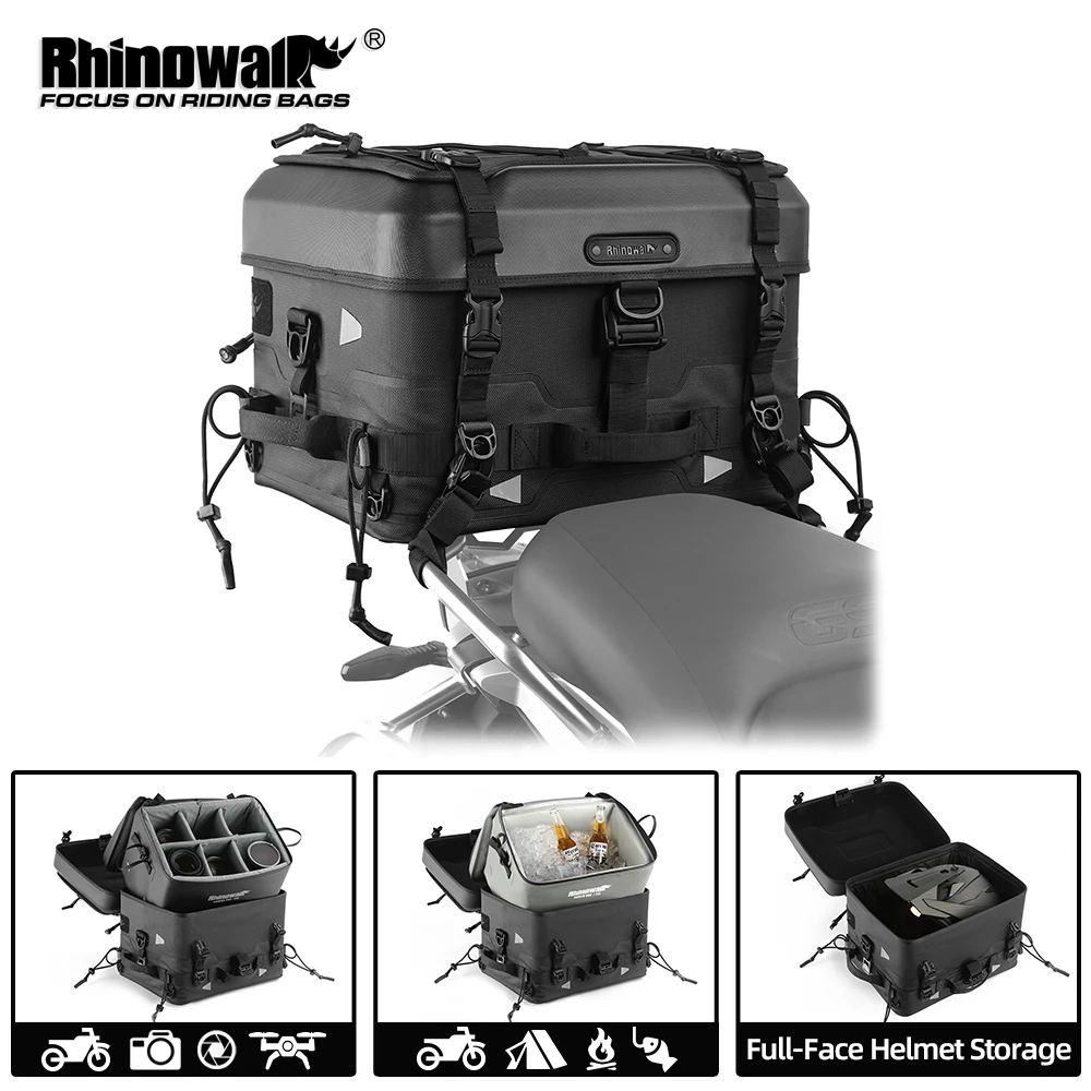 

Rhinowalk мотоциклетная сумка с твердым корпусом, водонепроницаемая сумка на заднее сиденье мотоцикла, изоляционная сумка для шлема, камеры, аксессуары для рюкзака