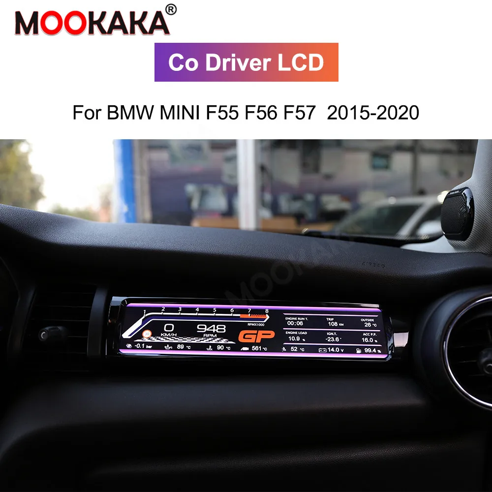 Car Passenger LCD Display For Mini F55 F56 F57 2015 2016-2021 Dashboard Co Driver Digital Dashboard Copilot Display Speed Meter
