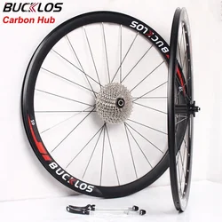 BUCKLOS 700C Road Bike Wheelset Matte Carbon Bicycle Wheelset Tubeless Rims for V Brake Presta (F/V) Cycling Parts