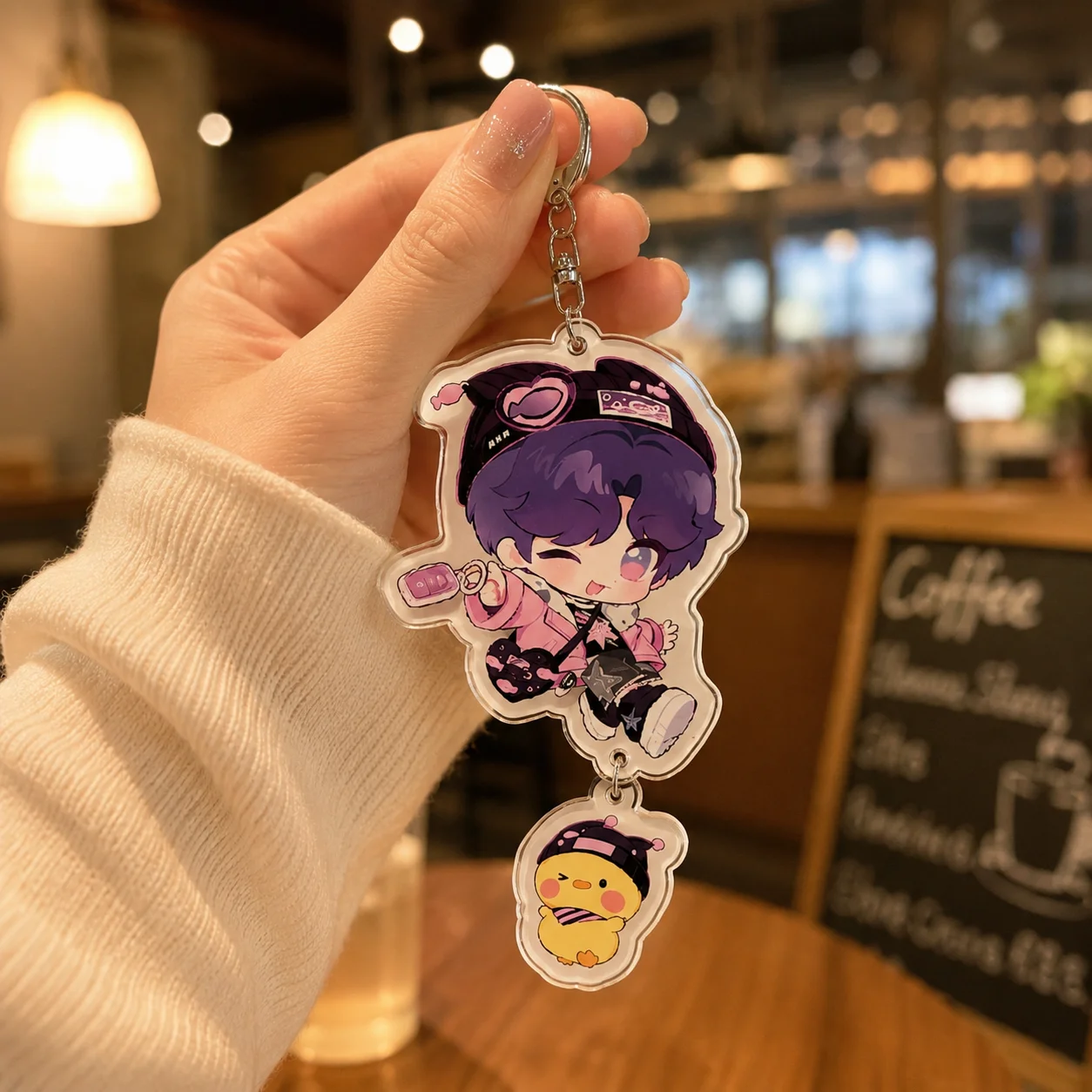 Aurora Academy Anime Acrylic Keychain, Cute Character Pendant Key Ring, Double-Sided Bag Charm, Backpack Key Holder Gift