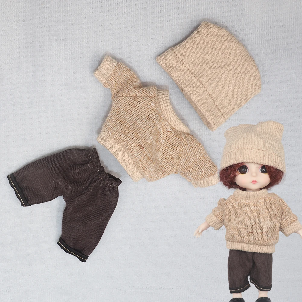 New Clothes For Dolls 16 cm 15cm Bjd Clothes Hat Short Sweater Skirt For Mini Doll 1/8 1/12 6inch Hoodie Dress Up Boys and Girls