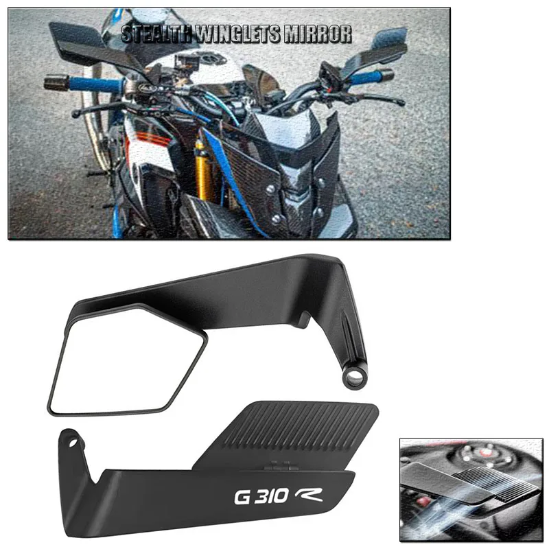 For BMW G310GS G310R G 310 GS/R 2020-2024 Motorcycle Accessories Mirrors Stealth Winglets Mirror Rotate Adjustable Mirrors