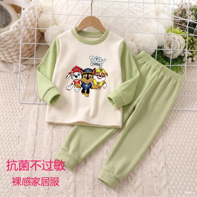 Herbst-Winter Verdickte Warme Jungen-Freizeitkleidung mit Langen Ärmeln, Paw Patrol Bedruckte Weiche Kinder-Pyjamas, Kinderschlafanzug – Detail 5