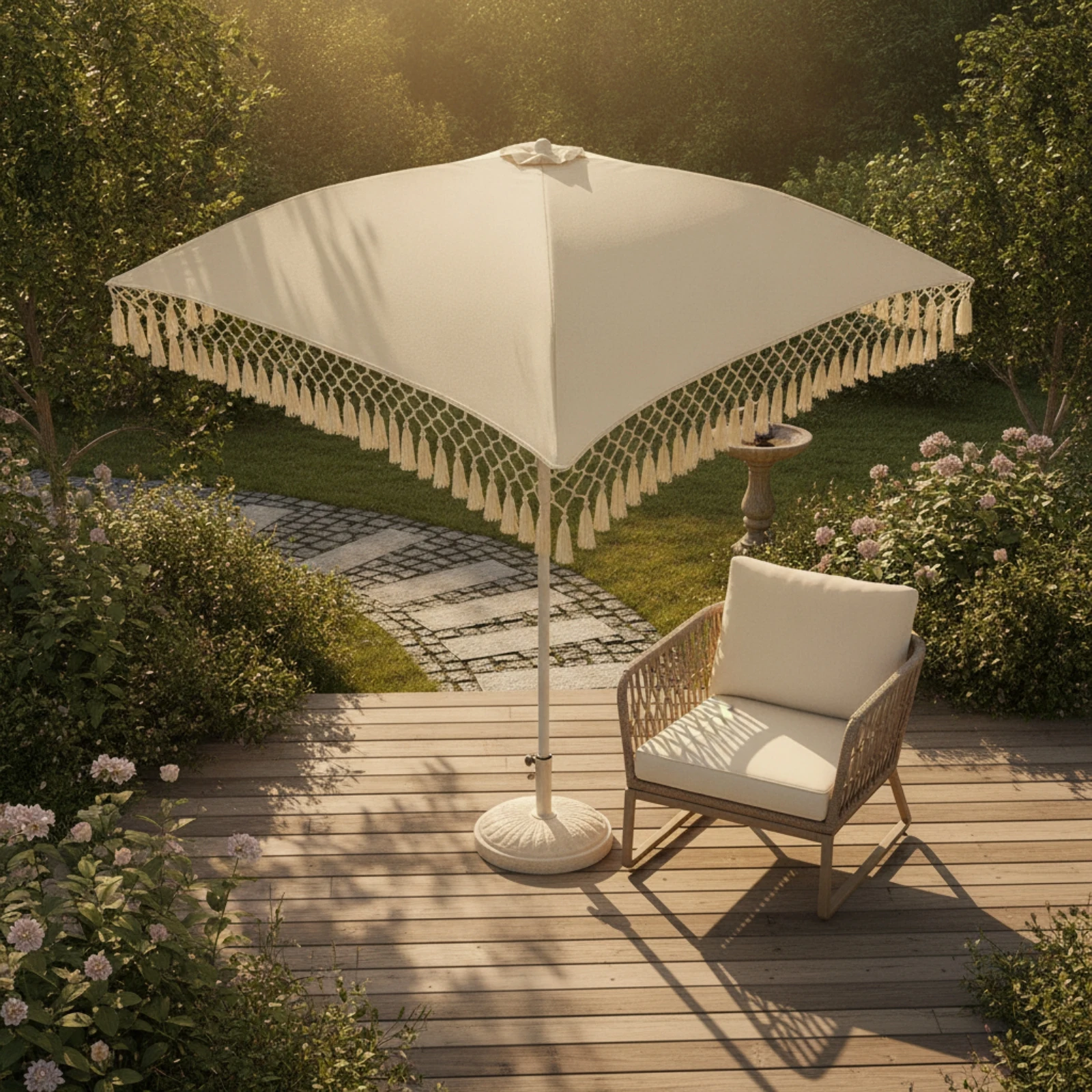 Square Outdoor Sun Umbrella UPF50+ Umbrella with Water-Fill Base Blocking Lightweight for Patio, Garden