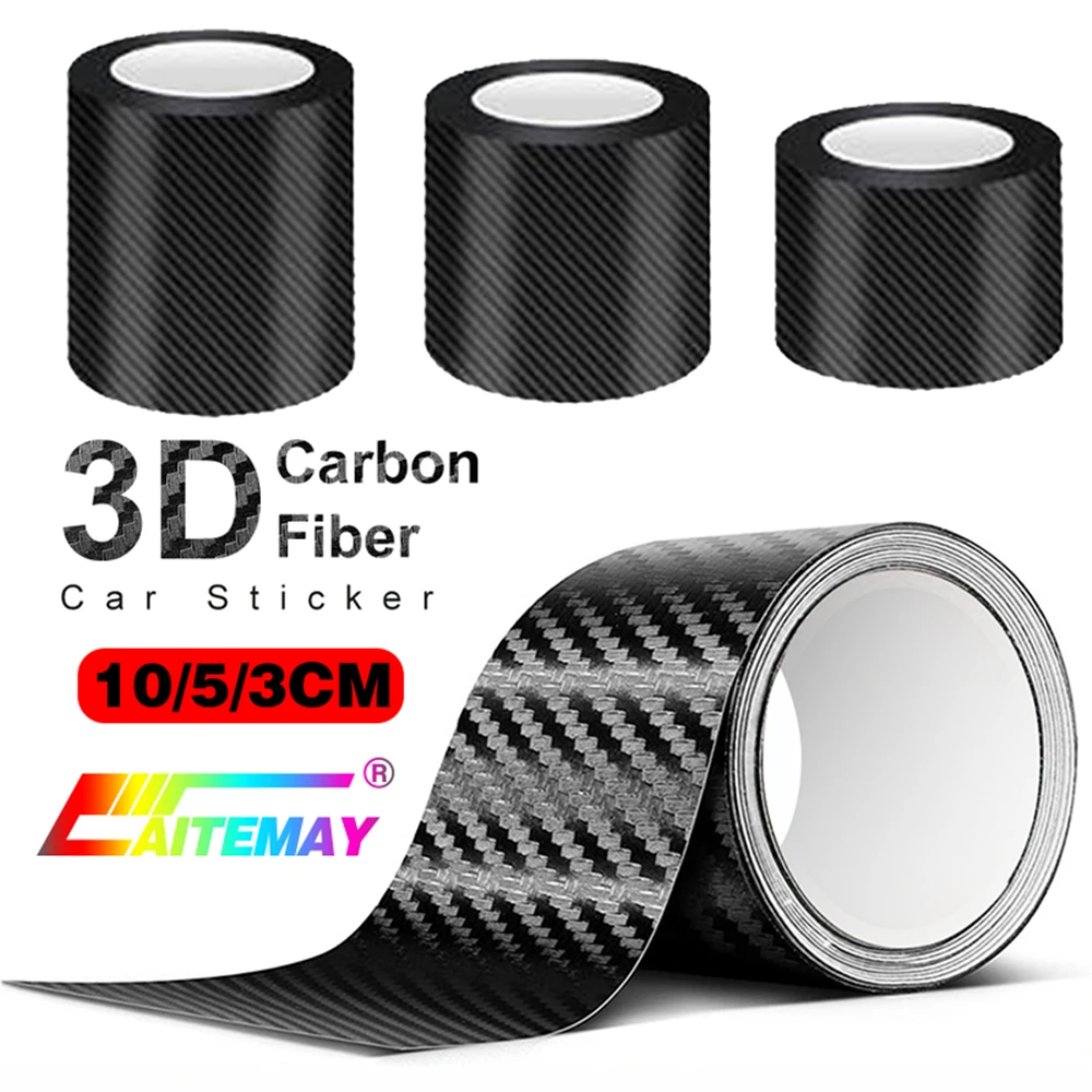 3d fibra de carbono vinil adesivo do carro diy colar protetor tira do peitoril da porta auto espelho lateral anti scratch fita à prova dwaterproof água proteger filme