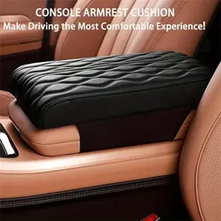 Wave Embroider PU Leather Car Armrest Mat Center Console Arm Rest Protection Cushion Auto Armrests Storage Box Cover Pad