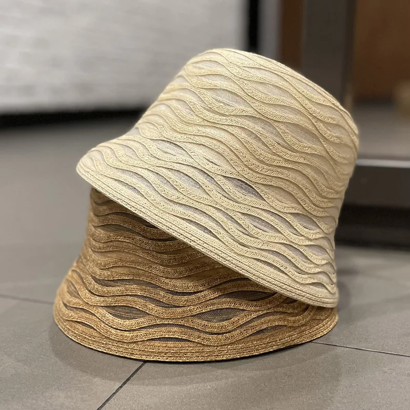 Japanese Mesh Fisherman Hat Spring and Summer Mixed Color Straw Breathable Bucket Hats Fashion Wild Face Small Sun Cap Basin Hat