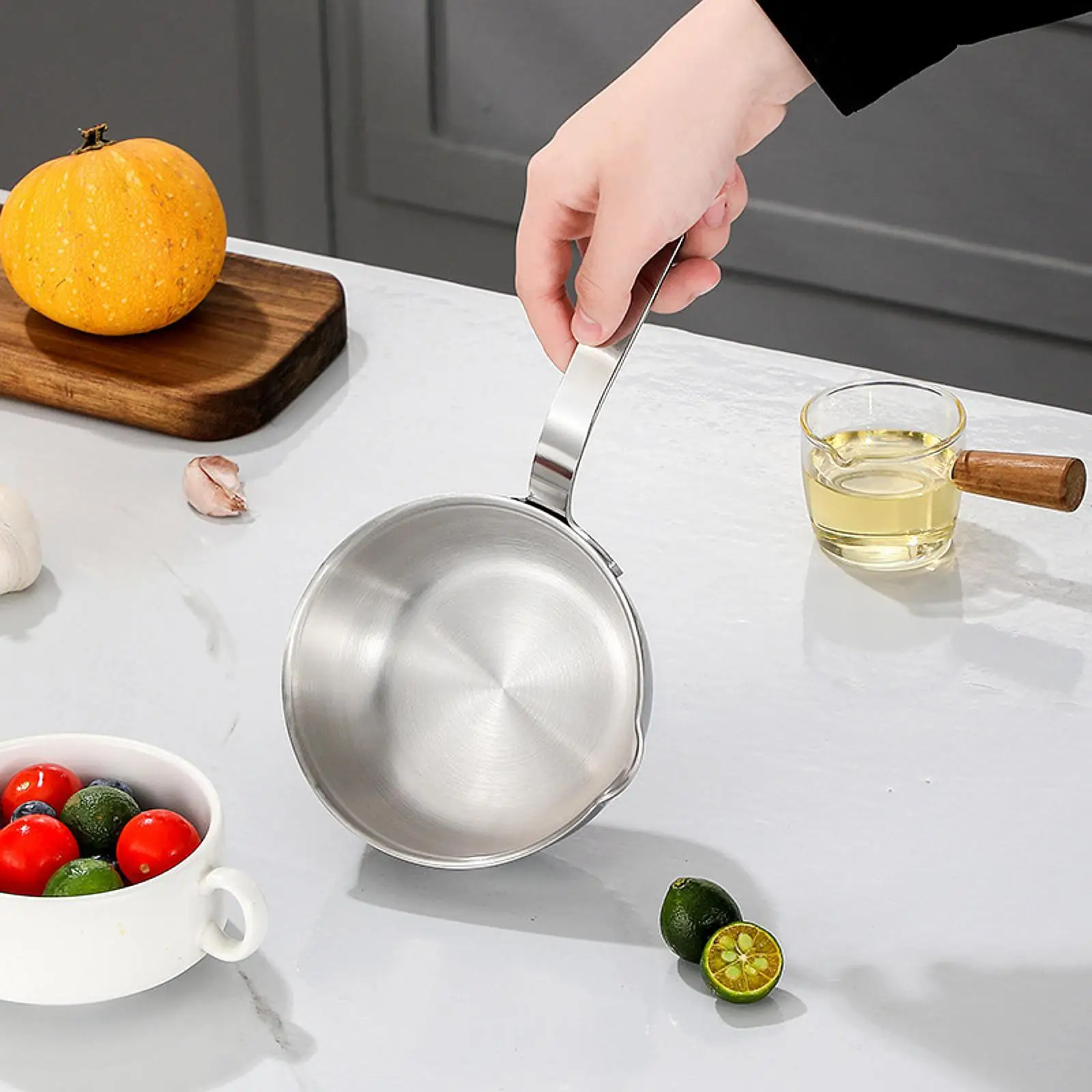 

Stainless Steel Cooking Pot Milk Pot for Indoor Outdoor Camping Restaurant